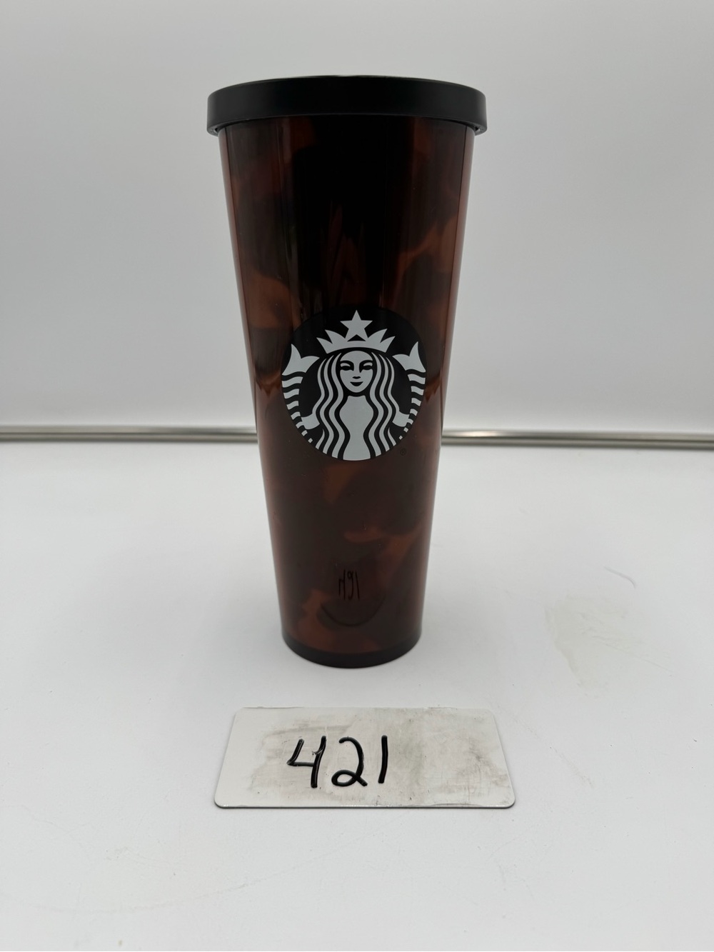 Starbucks 24 oz Tortoise Shell Reusable Travel Tumbler Cup Brown Black Lid